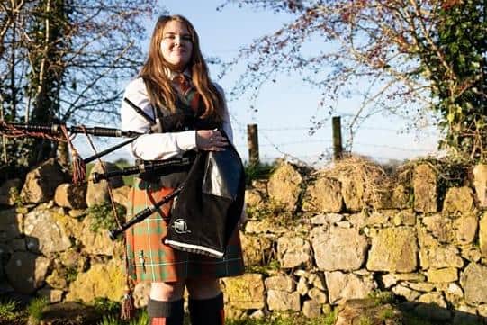 Margaret Hill is a piper with Tullylagan Pipe Band in Cookstown. (Image: Dearcan Media)