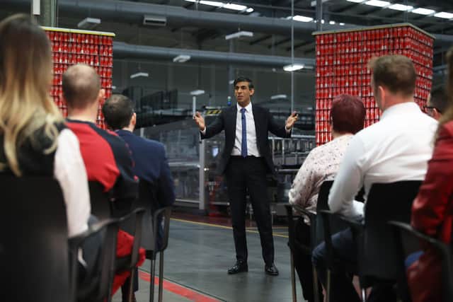 Prime Minister Rishi Sunak holds a Q&A session with local business leaders during a visit to Coca-Cola HBC in Lisburn
