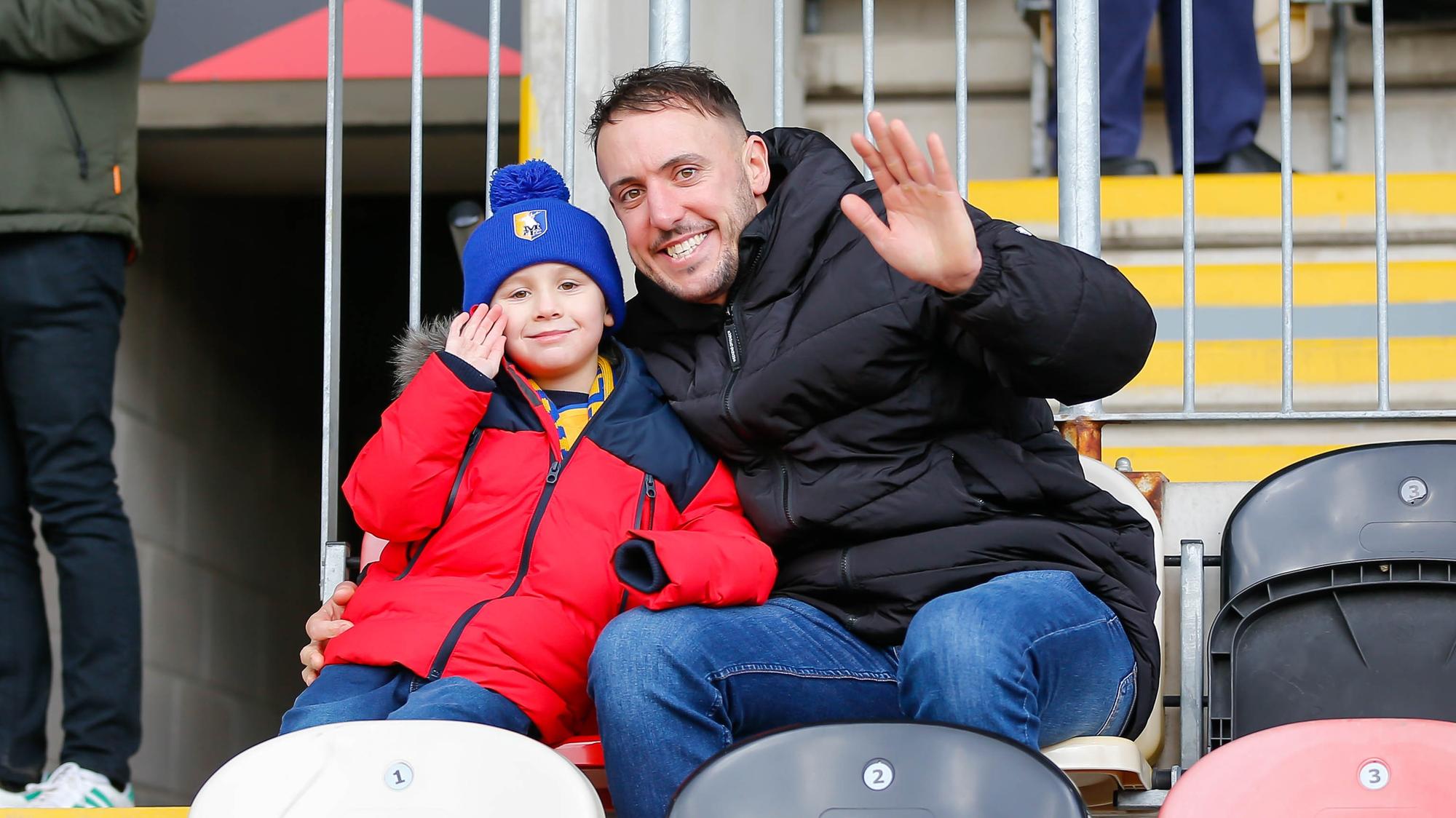 Mansfield Town fans in the stands ahead of the 1-1 draw at Newport County.