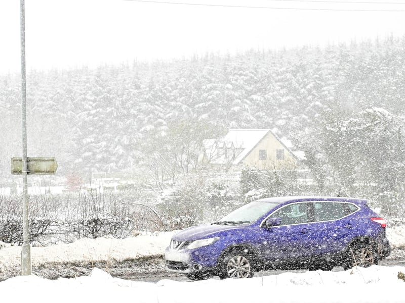 Blistery condition for motorists on Hannastown on the outskirts of Belfast on Wednesday