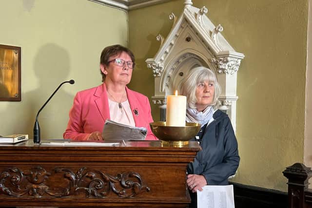 Reverend Bridget Spain (left), and Trish Webb Duffy of the Unitarian Church, Dublin, ahead of the Troubles victims name reading event