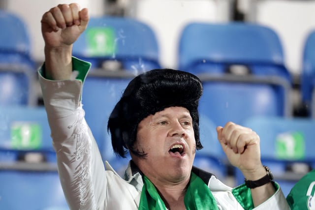Northern Ireland fans at the final whistle in Thursday night’s UEFA Euro 2024 Qualifier after defeating San Marino