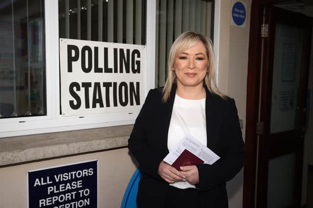 Sinn Fein Vice President Michelle O'Neill voting in Coalisland last week. Her party got 54,827 votes less than unionists but the media has gleefully concentrated on the fact Sinn Fein has most seats. Photo: Liam McBurney/PA Wire