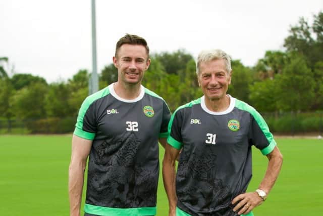 Belfast-born Paul Morgan with Willie Donachie in Montserrat