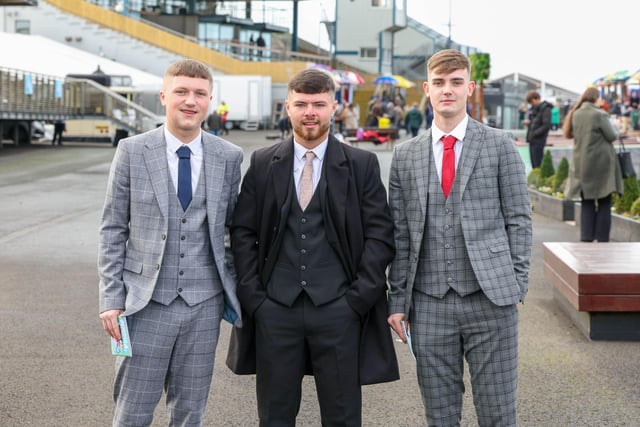 Jack Gibney, Matthew McCully, Jenson peoples pictured at the Ladbrokes Festival of Racing at Down Royal Racecourse.