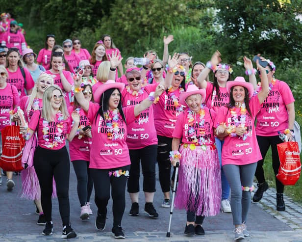 Breast Foot Forward Walk sponsored by SuperValu: 800 women, men and children step out in a sea of pink in Belfast to raise awareness and funds for Action Cancer’s life-saving breast screening service