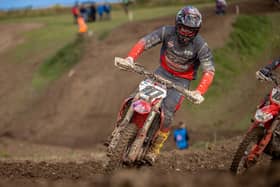 Loughbrickland’s Jason Meara was the top Northern Ireland Pro MX1 rider, claiming seventh overall at Cusses Gorse in Wiltshire: Picture: visualmxphotography