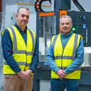 Northern Ireland's Innovated Aluminium Technology (IAT) has reduced its overall material wastage by 15% and improved the company’s efficiencies by 60% since the installation of two cutting-edge machines earlier this year.   Pictured is Leslie McClements, managing director, Innovated Aluminium Technology and Mark Johnston, director, Johnston Financial Solutions