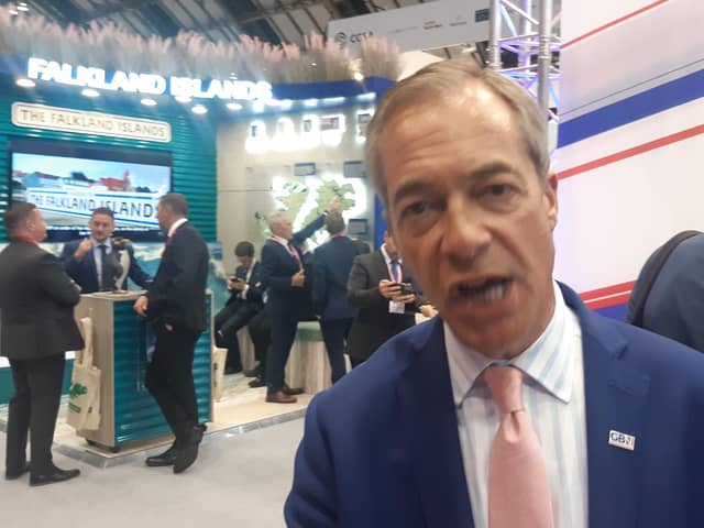 Nigel Farage talks to the News Letter editor Ben Lowry at the Conservative Party conference yesterday and says that Lord Empey’s criticism of him was “misguided”
