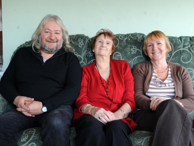 PACEMAKER, BELFAST, 2011:  May Dunlop, the matriarch of the Dunlop road racing family, pictured with her son Jim and daughter Helen. 
PICTURE BY STEPHEN DAVISON:-