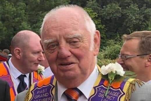 Portadown Orangeman Sidney McIldoon should have been celebrating his 85th birthday - instead he died after a road accident and his wife, Irene, is critically ill in hospital.
Photo: Grand Orange Lodge of Ireland.