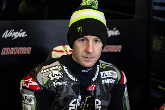 Northern Ireland man Jonathan Rea keeps warm during the World Superbike winter test at Jerez in Spain.