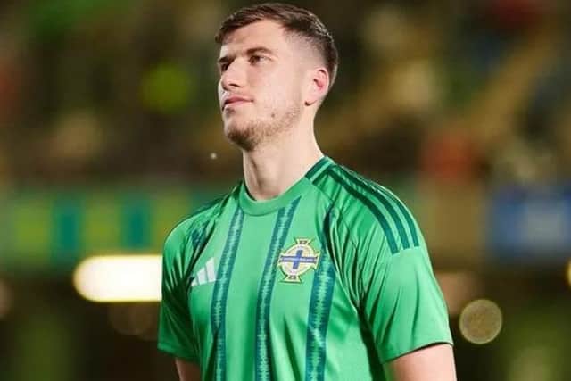Paddy McNair wearing the new Northern Ireland home kit for 2024. Photo: JD Sports