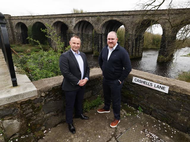 More than 74,000 homes and businesses across Northern Ireland now have access to full fibre broadband following a speedy roll out of Project Stratum by broadband provider, Fibrus. Pictured are Shane Haslem, COO of Fibrus and Dominic Kearns, CEO of Fibrus