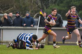 Instonians Ruairi O'Farrell scores a try in the AIL victory over Corinthians at Shaw's Bridge. (Photo by Andrew McCarroll/ Pacemaker Press)
