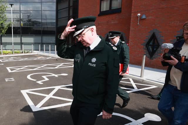 PSNI Chief Constable Simon Byrne leaves after an emergency meeting of the Northern Ireland Policing Board over the serious data breach. But Mr Byrne has played the political game of policing well enough to survive a while yet. Photo: Liam McBurney/PA Wire