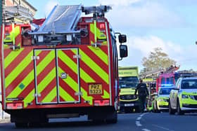 Pacemaker Press 18/10/22
The emergency services including the Air Ambulance  at the scene of a crash in Crumlin on Tuesday afternoon.
Motorists are advised that Main Street, Crumlin is closed due to a road traffic collision.
Pic Pacemaker 