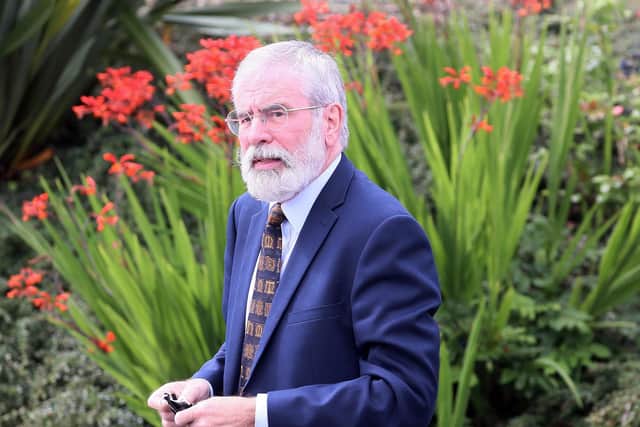 Former Sinn Fein President Gerry Adams at the funeral of David Trimble last year.