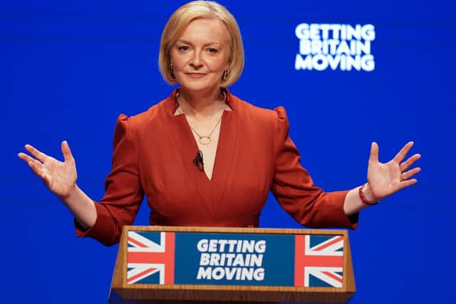 PA Best Prime Minister Liz Truss delivers her keynote speech at the Conservative Party annual conference at the International Convention Centre in Birmingham. Picture date: Wednesday October 5, 2022.