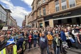 People during an anti-racism rally on Buchanan Street in Glasgow. (Photo by Craig Meighan/PA Wire)