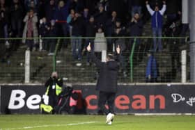Linfield manager David Healy salutes the fans after beating Glentoran. PIC: INPHO/Declan Roughan
