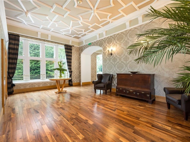 Guests enter the apartment via a stunning formal hall.