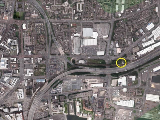 Aerial view of York Street Interchange area (with York Street Train Station highlighted in yellow to help you get your bearings)