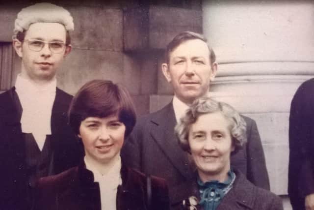 Edgar Graham, on the day he was called to the bar, left, with his sister Anne centre and father Norman and mother Anna. Picture taken around 1980 but exact date unknown. Anne recalls: "I remember worrying about whether Edgar’s coffin would have to be closed and whether my mother could survive the horror if so. Thankfully his face was undamaged. The gunman shot Edgar in the back of the head at close range"