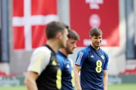 Northern Ireland's Paddy McNair (right) during a training session in Denmark