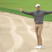 Northern Ireland's Rory McIlroy reacts following his second shot for an eagle on the 8th hole during Day Two the Hero Dubai Desert Classic at Emirates Golf Club on Friday. (Photo by Warren Little/Getty Images)
