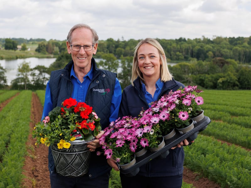 Tesco Northern Ireland is celebrating nearly two centuries of combined partnership with a core number of its local fresh produce suppliers. Pictured is Dundonald Nurseries – Malcolm McCully, owner and Sophie McCully, business development