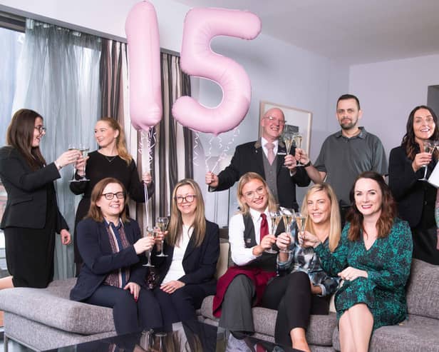 The Fitzwilliam Hotel, Belfast, is celebrating its 15TH  anniversary, during which time it has welcomed over one million people from around the world. Celebrating the milestone are Fitzwilliam team members Gerard McCavanagh, Senior Concierge and Marian O’Hara, human resource manager, both of whom have been at the hotel for 15 years. They are joined by Janine Gelston, director of sales and marketing, Yasmine Peacock, assistant front office manager, Helen Carse, revenue manager, Geraldine Grimley, financial controller, Tina Duffield, sales manager and Matthew De Largy, director of rooms