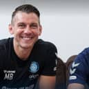 Northern Ireland striker Dale Taylor with Wycombe Wanderers manager Matt Bloomfield after joining on a season-long loan deal from Nottingham Forest. PIC: Wycombe Wanderers