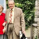 Ernie and Mollie Monteith (died 2023) with Ernie's sheepdog Ben