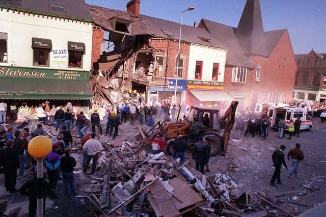 The IRA bombing of a fish shop on the Shankill Road in Belfast in 1993. Victims Commission proposals would see compensation for the families of the nine innocent civilians who died - as well as the family of the PIRA bomber Thomas Begley who was killed when the bomb he was carrying exploded prematurely.