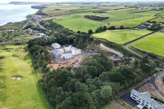 With less than 12 months to go until the 153rd Open Championship tees off at Royal Portrush Golf Club, Northern Ireland’s newest five-star hotel, Dunluce Lodge, has shared new drone footage showcasing the progress of the build and the captivating views guests will enjoy