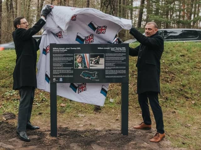 A new feature has been unveiled at the Joey Dunlop memorial in Tallinn, Estonia at the scene of the Northern Ireland motorcycling legend's fatal accident in 2000. (Photo by British Embassy in Estonia)