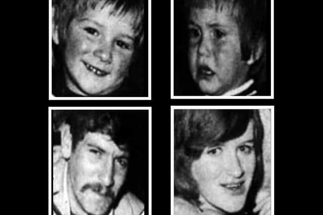 The Houghton family, all killed in the bombing by the IRA: clockwise from top left - Lee, Robert, Linda, and Clifford