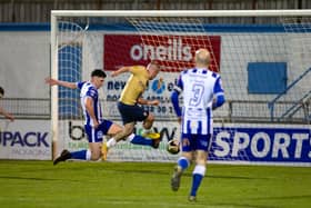 Conor McKendry netted a spectacular opener for Coleraine at the Newry Showgrounds