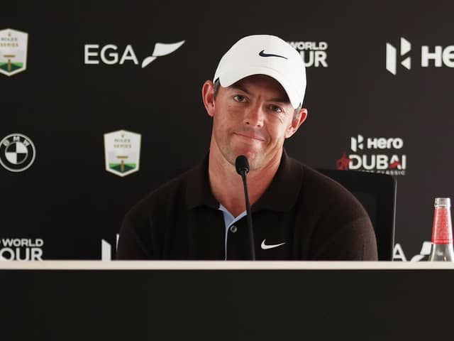 Northern Ireland's Rory McIlroy pictured at a press conference prior to the Hero Dubai Desert Classic at Emirates Golf Club on Wednesday. (Photo by Warren Little/Getty Images)