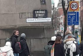 Dual English and Irish signs at Cromac Street, at the junction with May Street, near Belfast city centre. Belfast City Council plans widespread use of bilingual English/Irish signs. But if bilingualism is deemed necessary, then it should be English/Polish