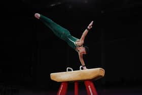 Rhys McClenaghan representing Team NI across the Pommel Horse in Glasgow on day one of the 2026 Commonwealth Games. (Photo by Naomi Baker/Getty Images)