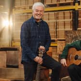 The Sheeran by Lowden collection is a collaboration between the 50-year-old Northern Ireland-based guitar makers and Ed Sheeran. Pictured are George Lowden,  founder and Luthier, Lowden Guitars with the global star Ed Sheeran