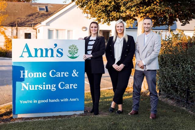 Charmaine Hamilton, responsible person, Molly Kennedy, financial controller and Christopher Walsh, regional manager are pictured at the announcement that Northern Ireland family owned healthcare operator, Ann’s Care Homes (Ann’s), has announced the acquisition of seven nursing homes from Larchwood Care (NI) Limited (Larchwood)