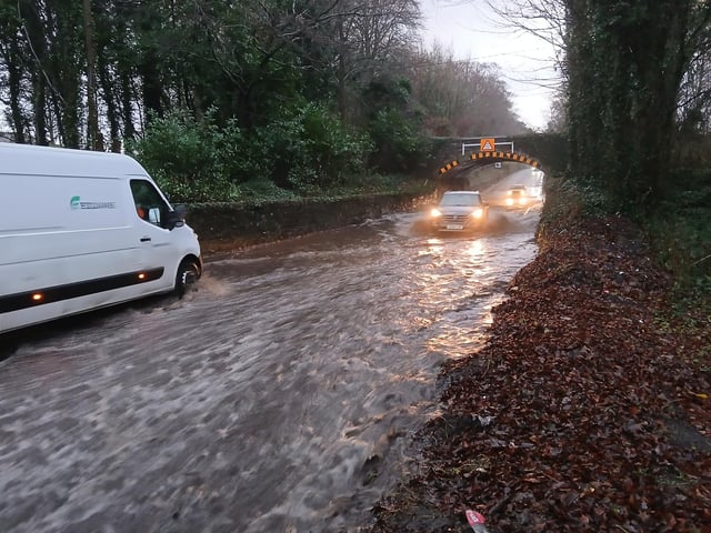 The spread of floodwater under the low bridge on the edge of the Clandeboye estate was very large. Pic Ben Lowry Saturday January 17 2026