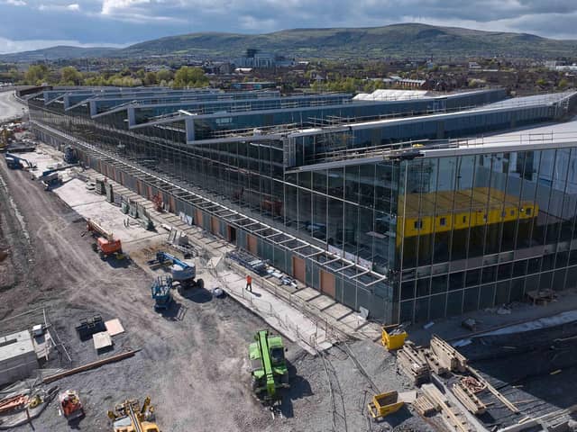 Translink’s ‘Grand Connection’ Roadshow to highlight the benefit of the new Belfast Grand Central Station to passengers will stop at bus and train stations, community, leisure and shopping centres all across Northern Ireland this summer. Pictured is the new Belfast Grand Central Station from a drone