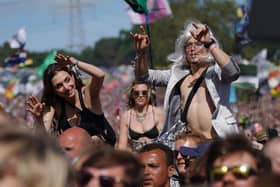 The crowd watches soul singer Diana Ross on the Pyramid Stage during the Glastonbury Festival at Worthy Farm in Somerset. Picture date: Sunday June 26, 2022.