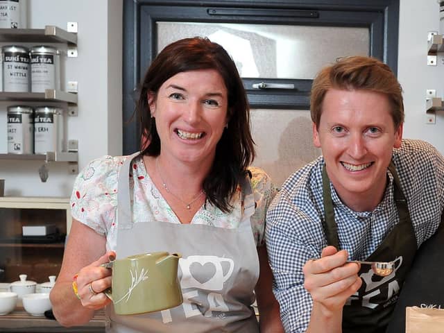 Oscar Woolley and Anne Irwin, founders of Suki Tea Makers in Lisburn, backing global education initiatives for tea growing communities