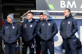 Coleraine manager Oran Kearney (right) during Saturday's game against Crusaders at Seaview.