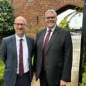 DUP leader Gavin Robinson (right) has congratulated Bangor West Councillor Peter Martin who has been nominated to take up the Assembly seat vacated by Alex Easton. (Photo: DUP Facebook page)